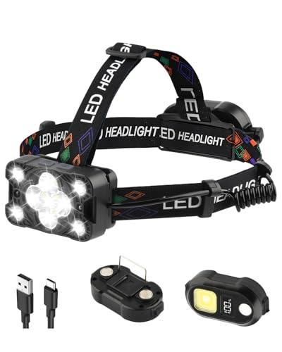 Zumhigh Rechargeable Head Torch Detachable as Power Bank 11 LEDs Headtorch 1500 Lumens with 8 Modes & IPX4 Waterproof for Fathers Day GIFS & Camping Hiking Outdoor Work Emergency