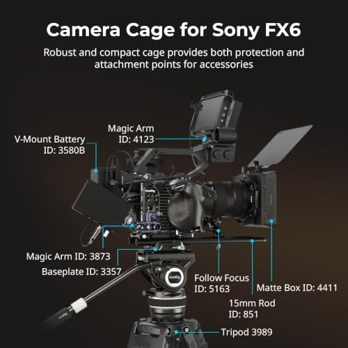Image of SmallRig Vertical Shooting Cage Kit for Sony FX6, V-Mount Battery Plate, Side Handle Adapter, Integrated Top Handle Mount, HawkLock NATO Rail - 5801