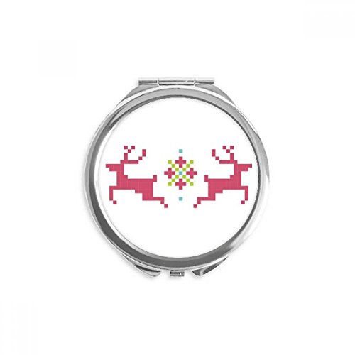 Miroir rond de poche pixel cerf de noël pour éviter les bavures de maquillage