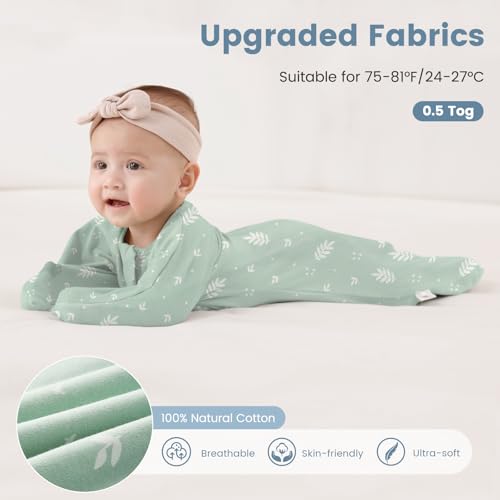 Image of ZIGJOY Baby Transitional Swaddles for Newborns: 0.5 Tog Arms Up Sleep Sack 3-6-12 Months Soft Cotton Shark Fin 2 Way Zipper