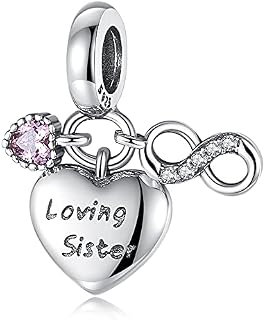 Annmors Best Family Charms for Woman-925 Sterling Silver Dangle Pendant Bead with Cubic Zirconia, Christmas Jewelry Gift for Women Men