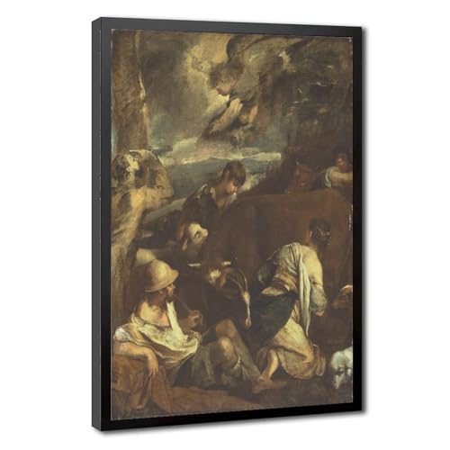 Impression sur toile L'Annonciation aux bergers Bassano cadre 30x45cm