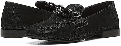 Donald Pliner Women's Bethany Distressed Metallic Loafer, Black, 7.5 | Image 7