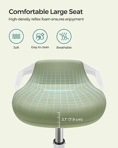 Image of SONGMICS Standing Desk Chair, Adjustable Ergonomic Wobble Stool, 23.6-33.3 Inches Drafting Chair, Swivel Sitting Balance Stool, Fabric Upholstery, Anti-Slip Bottom Pad, Sage Green UOSC002C01
