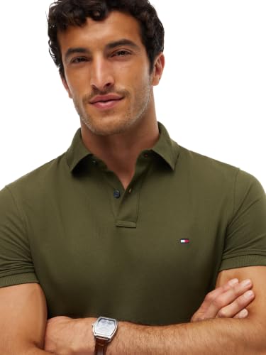 Image of Tommy Hilfiger Men's Short Sleeve Polo Shirts in Regular Fit With Stretch and Organic Pique Cotton