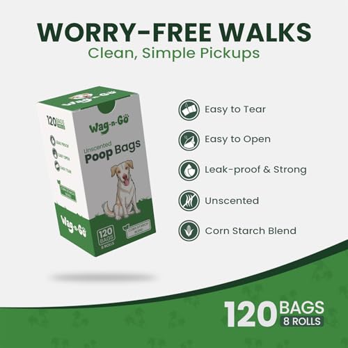 Image of Dog Poop Bags Rolls, 120 Count Unscented Doggie Poop Bags, Leak-Proof, Easy Pet Waste Cleanup