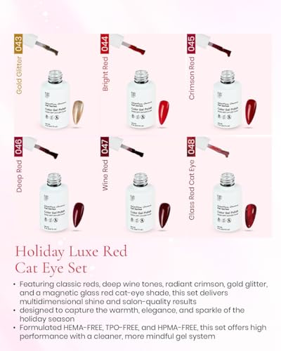 Set de esmaltes de gel cat eye rojo Holiday Luxe 6 colores miniatura 3