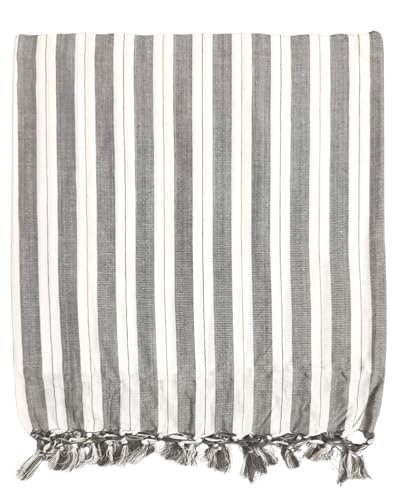 Image of Arvore Bunkaar Pure Handloom 100% Soft Desi Bamboo Viscose Soft Bhagalpuri Andi Chadar /Summer Blanket /Khes /Top Sheet /AC Blanket /Odhne wali Chadar (Grey Multi, Striped, 1, Bhagalpuri Chadar)