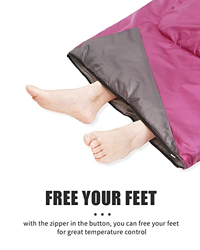 Sleeping Bags for Adults Women Backpacking Lightweight Waterproof- Summer Weather Sleeping Bag for Girls Warm Camping Hiking Outdoor Travel Hunting with Compression Bag(Purple) - Thumbnail 6