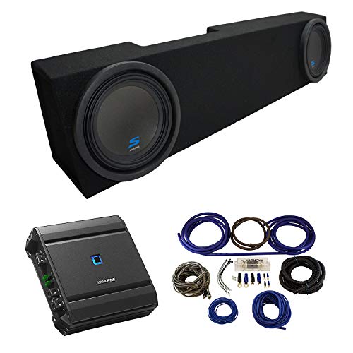 Compatible with 2006-2015 Dodge Ram Mega Cab Truck Alpine Type S S-W10D2 Dual 10" Sub Box Enclosure with S-A60M Amplifier & 4GA Amp Kit