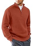 KAVIANA Men's Quarter-Zip Sweater Textured-Knit Mock Neck Pullover Business Casual Slim Fit, S-5XL