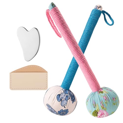 Pelotas de lacrosse de masaje para liberación miofascial, bola masajeadora de estrella y pie y rodillo de fascitis plantar, masaje de tejido profundo, nudos musculares y terapia de yoga (rosa, azul)
