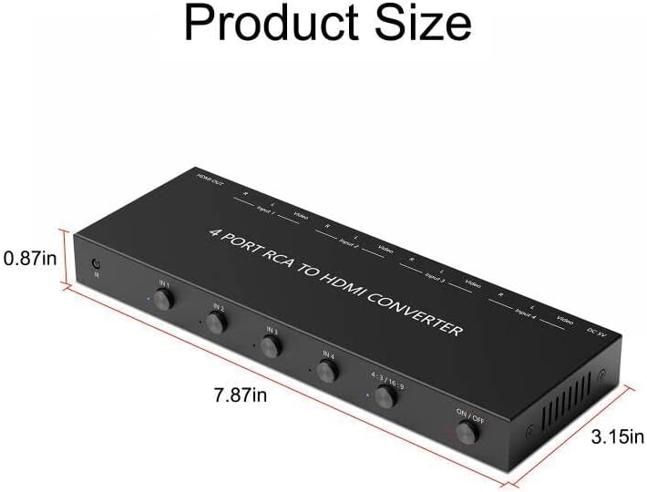 Miniatura 3 de 4 AV a HDMI RCA a HDMI Convertidor 1080P720P 4 vías RCA compuesto CVBS AV Switch a HDMI Convertidor Adaptador Soporte 43169 Conmutación para Sega