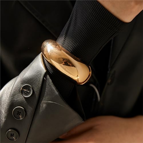 YBMYCM Chunky Gold Cuff Bracelet for Women Trendy Wide 18K Gold Bangle Bracelet Wrist Cuff Wrap Bracelet Minimalist Costume Jewelry3