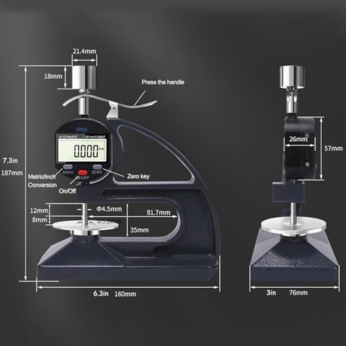 Calibrador Digital de Espesor de Escritorio 0-10mm con pantalla LCD y peso ajustable de 50g/100g miniatura 3