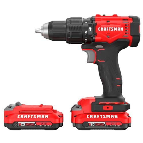 CRAFTSMAN 20V MAX 1/2 Cordless Hammer Drill, Includes 2 Batteries (2 Ah), Charger and Double Ended Bit, Longer Runtime Power Hammer Drill with LED Light (CMCD712D2) by CRAFTSMAN - Image 2