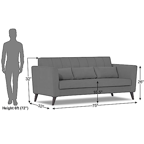 Image of Adorn India Daniel 3 Seater Sofa (Grey) (3 Year Warranty)