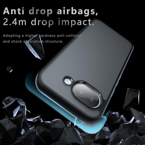 Image of Matte PC+TPU Phone Case for Google Pixel 10a, Black | Air Bag Protection, Anti-Fingerprint, Micro Arc Edge, Never Turns Yellow, Skin-Friendly Feel