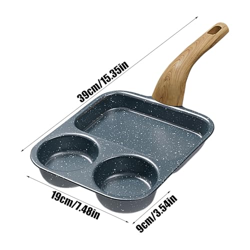 Poêle de cuisson divisée à 3 sections antiadhésive avec brosse et spatule ergonomique