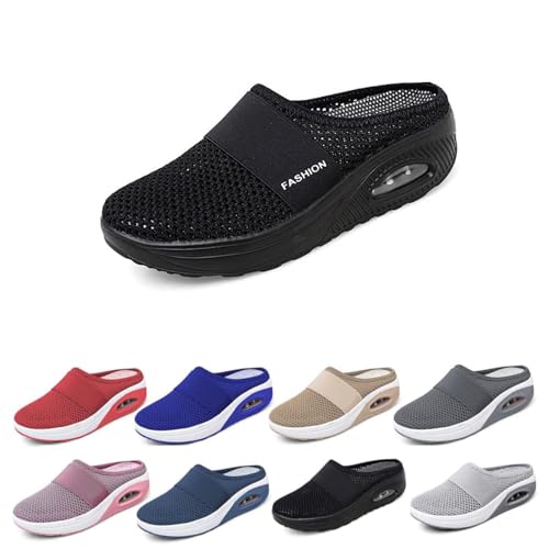 Diabetic Air-Cushion Slip-On Walking Shoes, Women's Orthopedic Sneakers, Casual Platform Mesh Sandals