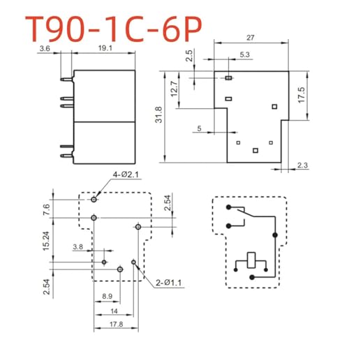 Relé ZD4115-SC DC12V-C6 de 6 pines y 30A componente electrónico de conmutación T90 2