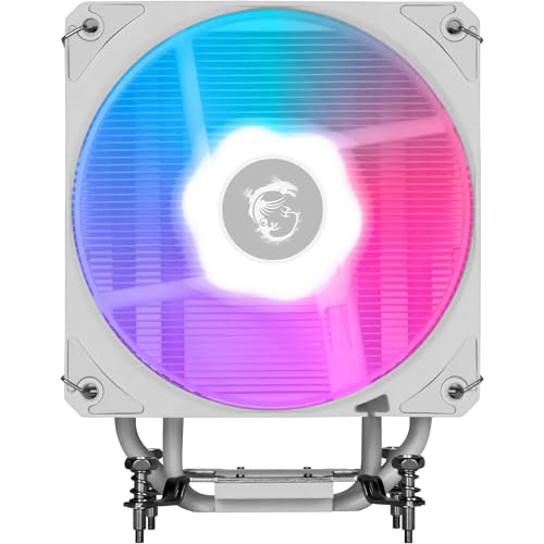MSI MAG COREFROZR AA13 WHITE Ventirad pour processeur - Quatre caloducs en cuivre de 6 mm à contact direct, ARGB, CycloBlade 7, pâte thermique...