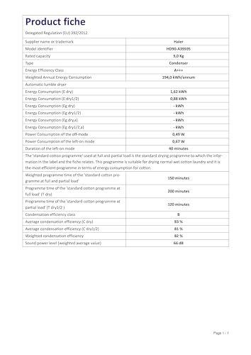 Haier I-PRO SERIE 5 HD90-A3959 Wärmepumpentrockner / 9 kg/A+++ / Smart Home: Wi-Fi & hOn App/Inverter-Motor / 3 Trockenstufen wählbar/Edelstahltrommel/I-Refresh Dampfprogramm