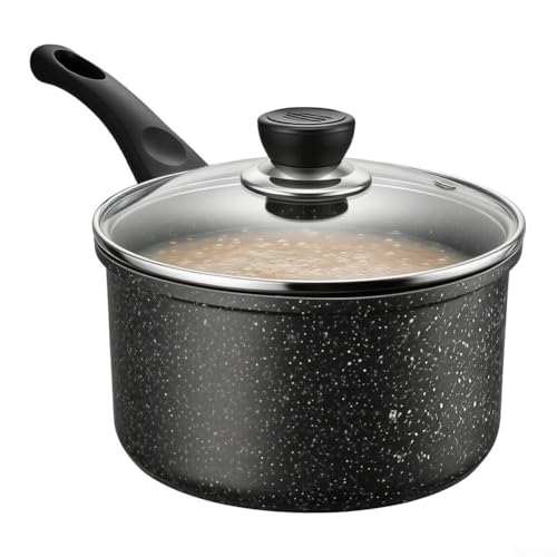 Olla de hierro fundido de 1,5 cuartos con tapa y revestimiento de granito antiadherente negro 2