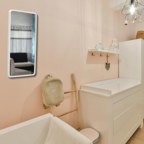 Image of Quality Glass Modern Elegance Rectangular Wall-Mounted Mirror Metal Framed Wall Mirror Bathroom Mirror Living Room Mirror Home Decor Mirror 18 x 36 Inches White MF 94