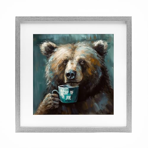 'Bear with Cup Of Joe'| Framed Print Under Glass