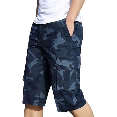 Shorts cargo de algodón para hombre 3/4 largos miniatura 1