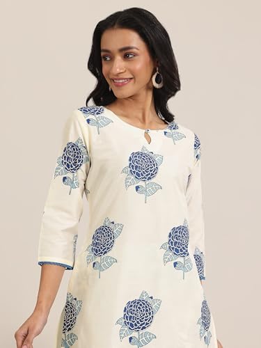 Image of Libas Printed Silk Blend Straight Kurta with Trouser and Dupatta
