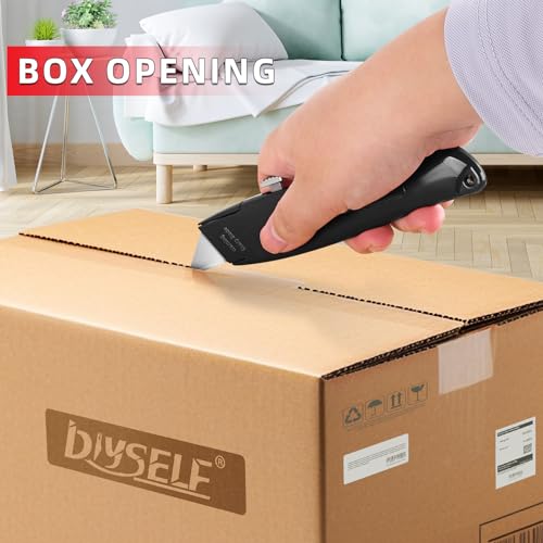 Image of DIYSELF 30 Pack Box Cutter Knives, Comfortable Grip Utility Knives | Durable Utility Knives for Cartons, Paper, Leather and Vinyl; Box Opener for Warehouse, Shop and Home, PVC Pipe Cutter