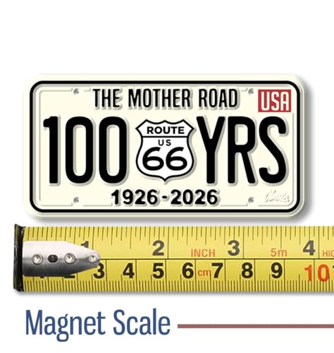 Imán decorativo Route 66 3.8" x 1.9" de caucho flexible miniatura 2