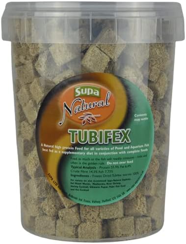 Supa Natural Tubifex Cubes, 1 Litre Bucket, Highly Nutritious Protein Rich Food, Suitable For Aquarium And Pond Fish,