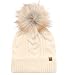 MIRMARU Kids Youth Boys & Girls Ages 7-12 Winter Thick Stretchy Cable Knitted Pom Pom Beanie Hat (FauxPom, Ivory)