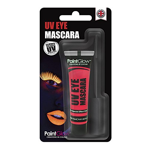 PaintGlow Blacklight Makeup UV Neon Eye 15ml Mascara w Applicator, Red