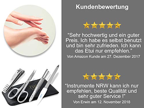 Maniküre Set im Leder Etui mit Solingen Nagelfeile und Nagel-Knipser Schere Pinzette von InstrumenteNRW – Bild 7