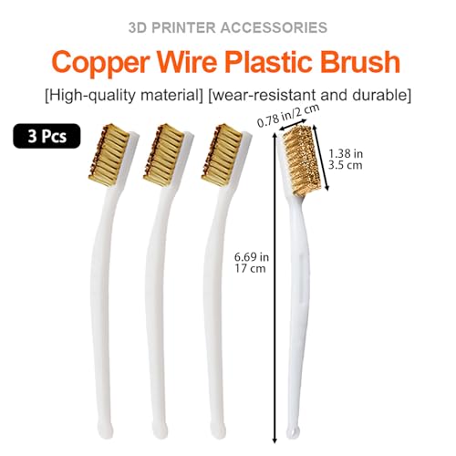 Image of 3 Pcs Copper Wire Brush, 6.7 inch Small Brass Brush, 3D Printer Nozzle Cleaner Tool, Copper Cleaning Toothbrush, Cleaning Wire Bristle for Cleaning Welding Slag and Rust