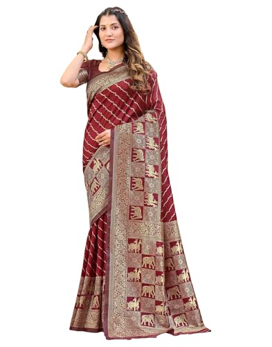 Image of SIRIL Women's Banarasi Silk Saree Pure Silk Saree With Unstitched Blouse Piece