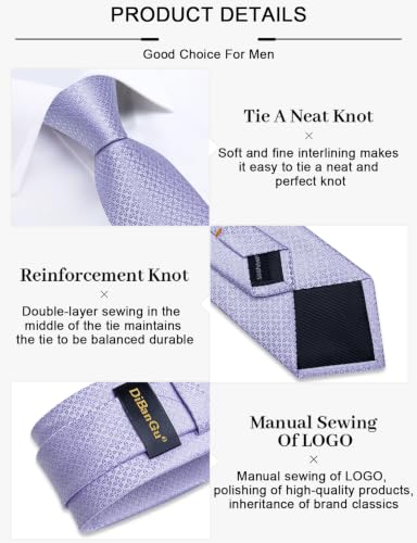 Image of DiBanGu Mens Silk Plaid Tie and Pocket Square Set
