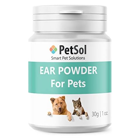 PetSol Fast Acting Ear Powder (Large 30g Tub) - Stops Head Shaking, Wax, Gunk & Ear Odour Cover