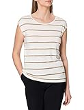 gestreiftes, gerade geschnittenes T-Shirt für Damen mit einem Rundhalsausschnitt