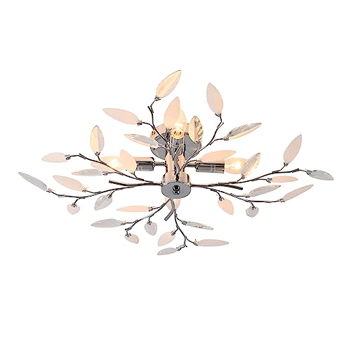 M2 OUTLET Mextronic Luminaire Plafonnier Moderne en Forme de Feuilles (Chromé) Ø 60 cm, 230 V
