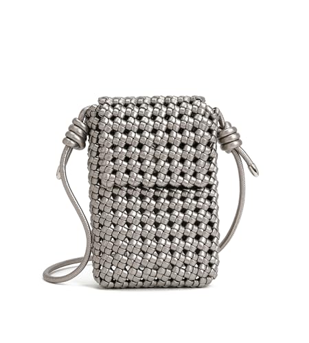 Image of myfriday Mini Quilted Crossbody Purse, Chain Strap Summer Shoulder Bag | Metal ball chain adjuster, snap closure and lightweight phone pouch add cute summer carry for holidays and shopping