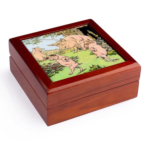 3dRose Illustration Of 3Little Pigs From Nursery Rhymes, Jewelry Box jb-109027-1