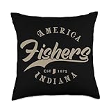 Souvenir Fishers - Indiana by DigiCraft Fishers in | Indiana Throw Pillow, 18x18, Multicolor