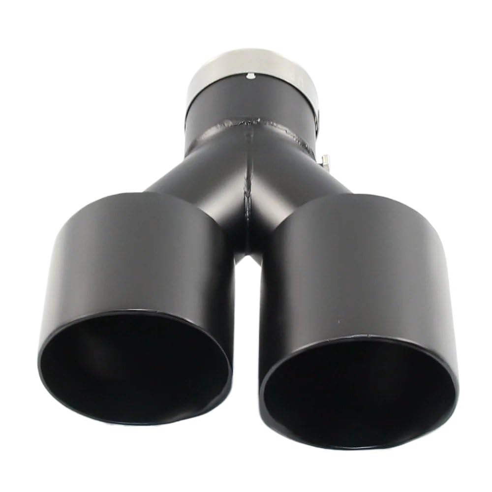 Tubo de escape trasero coche universal de acero inoxidable negro doble silenciador 7