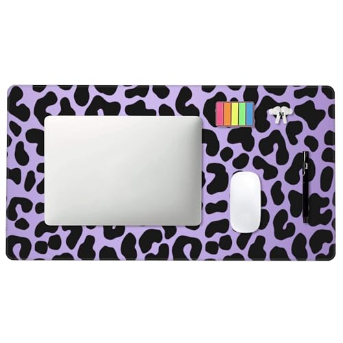 Image of Purple Leopard Print Extended Gaming Mouse Pad, with Stitched Edges Large Mouse Pad Desk Protector, Rubber Base Mousepad Keyboard Mouses Mat for Work Game Office Home- 32 inch X 12 inch Inch