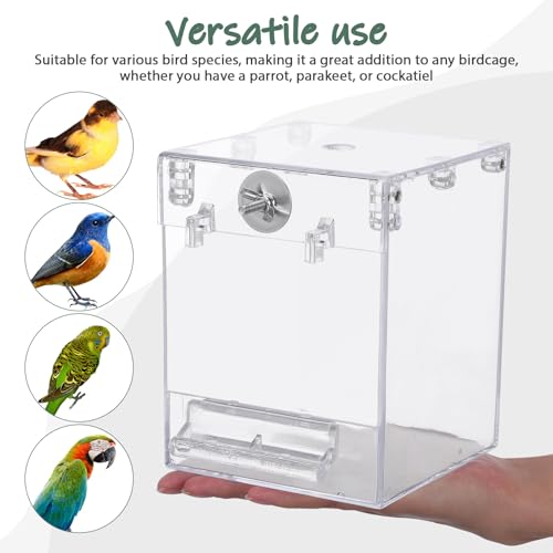 Image of Happyyami Hanging Bird Bath Box for Cage Parrot Cage Bath Multifunctional Bird for Parakeet Cockatiel and Small Birds Space-Saving Birdcage Accessories 6.49 X 5.11 X 5.11 in